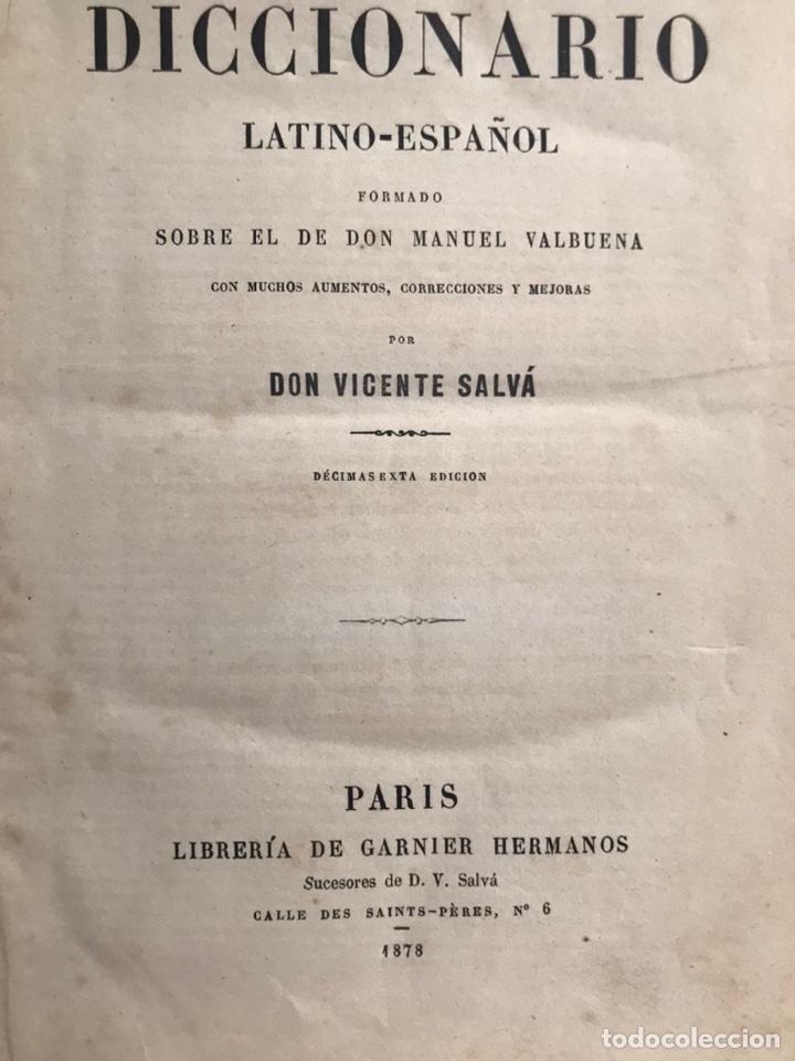 Diccionarios antiguos: Diccionario Latino-Español. 1878. Con piel y filigranas. - Foto 1 - 211824325