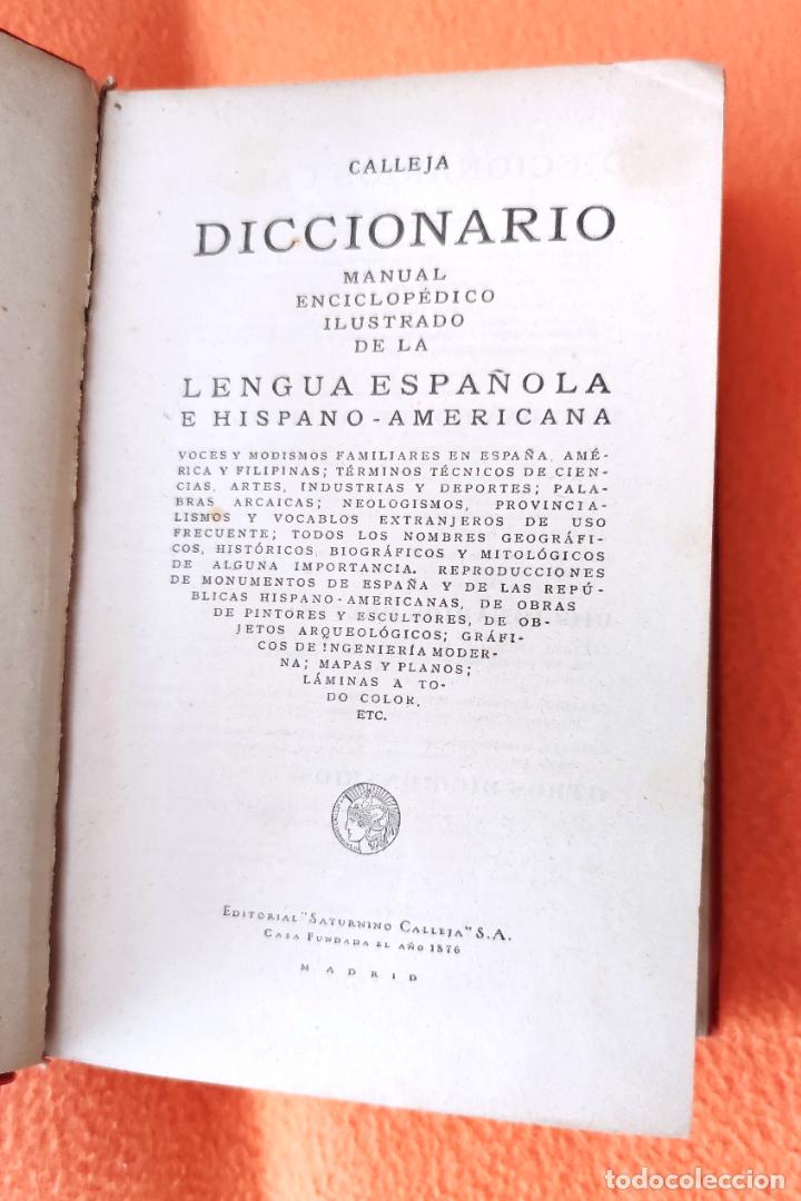 Diccionarios antiguos: DICCIONARIO MANUAL ENCICLOPEDICO ILUSTRADO. LENGUA ESPAÑOLA E HISPANO-AMERICANA CALLEJA 1924 - Foto 5 - 267027409