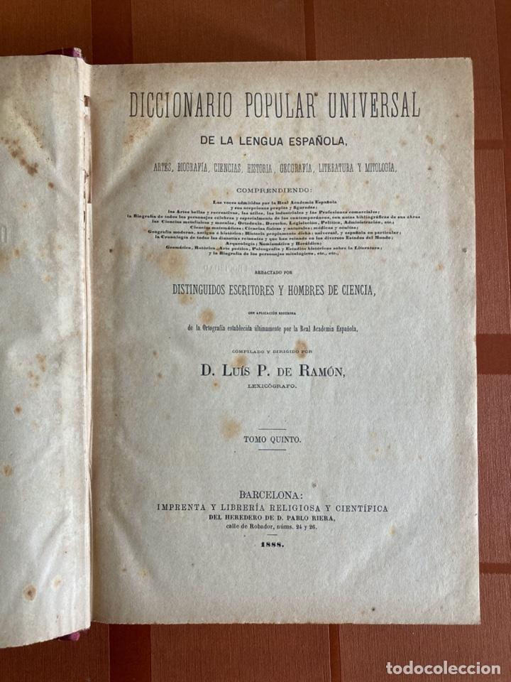 Diccionarios antiguos: Diccionario Popular Universal de la Lengua Española - Luis P. de Ramón - 6 TOMOS COMPLETO, 1885-1889 - Foto 15 - 280714958
