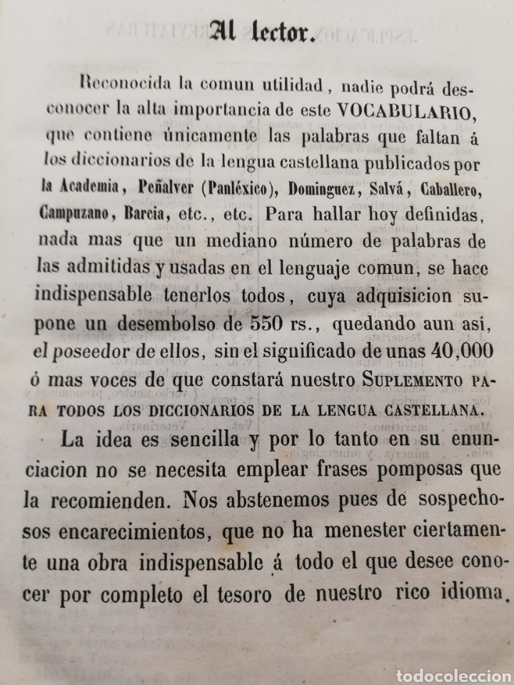 Diccionarios antiguos: Vocabulario, de 1857 - Foto 3