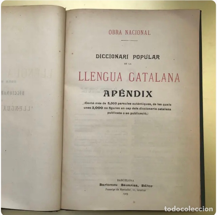 Diccionarios antiguos: DICCIONARI POPULAR DE LA LLENGUA CATALANA. AÑO 1909 - Foto 3 - 303282658