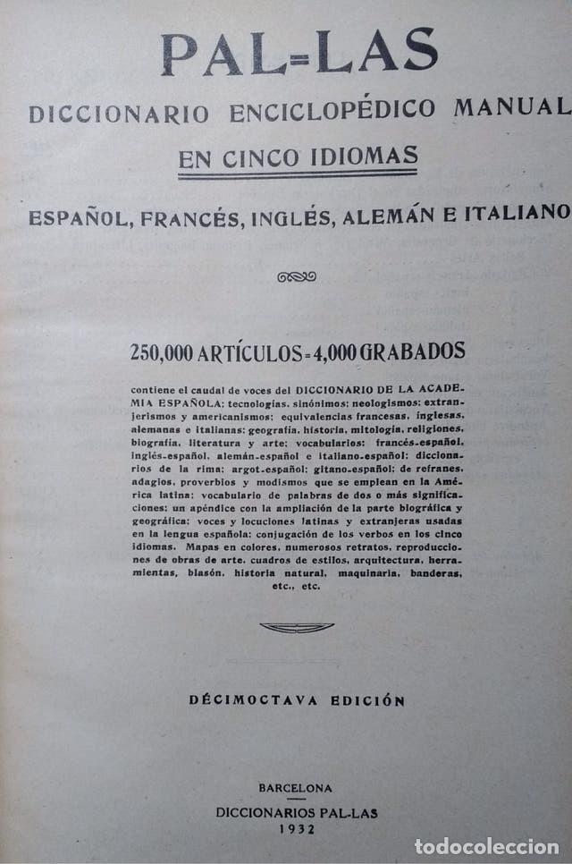 Diccionarios antiguos: Pal.las - 1932 - Foto 2