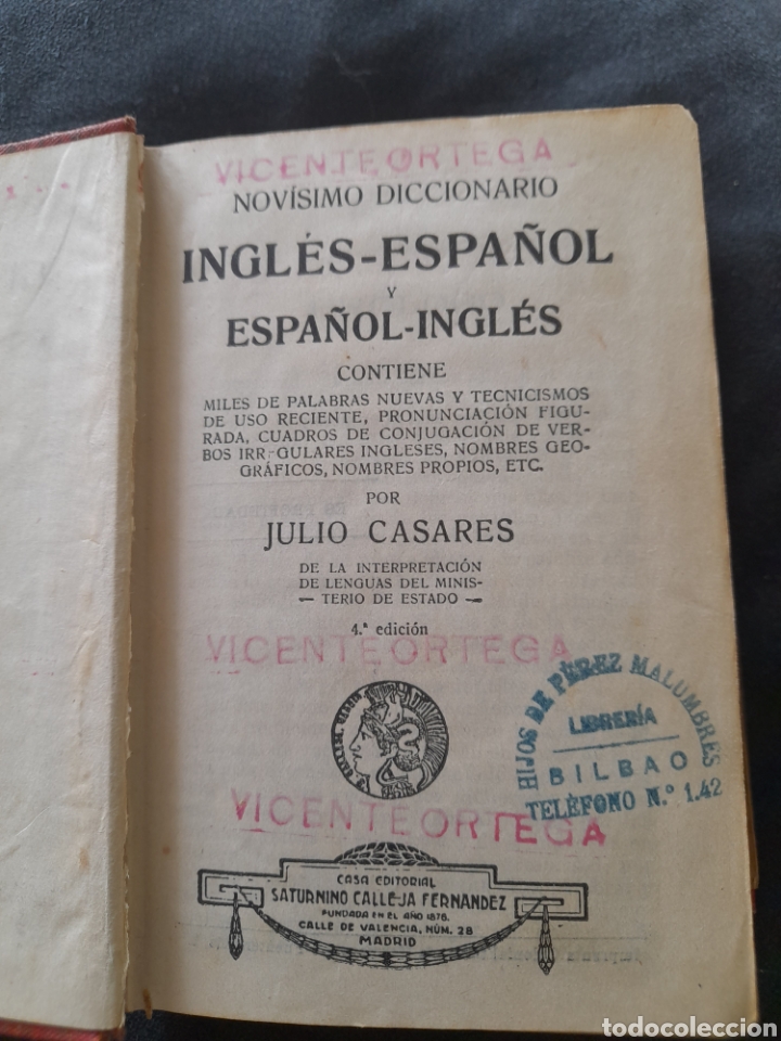 Diccionarios antiguos: Diccionario Ingl&eacute;s Espa&ntilde;ol Ingl&eacute;s - Foto 4