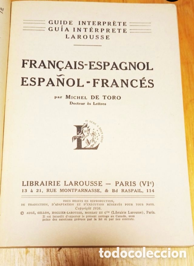 Diccionarios antiguos: Diccionario gu&iacute;a int&eacute;rprete franc&eacute;s - Foto 3