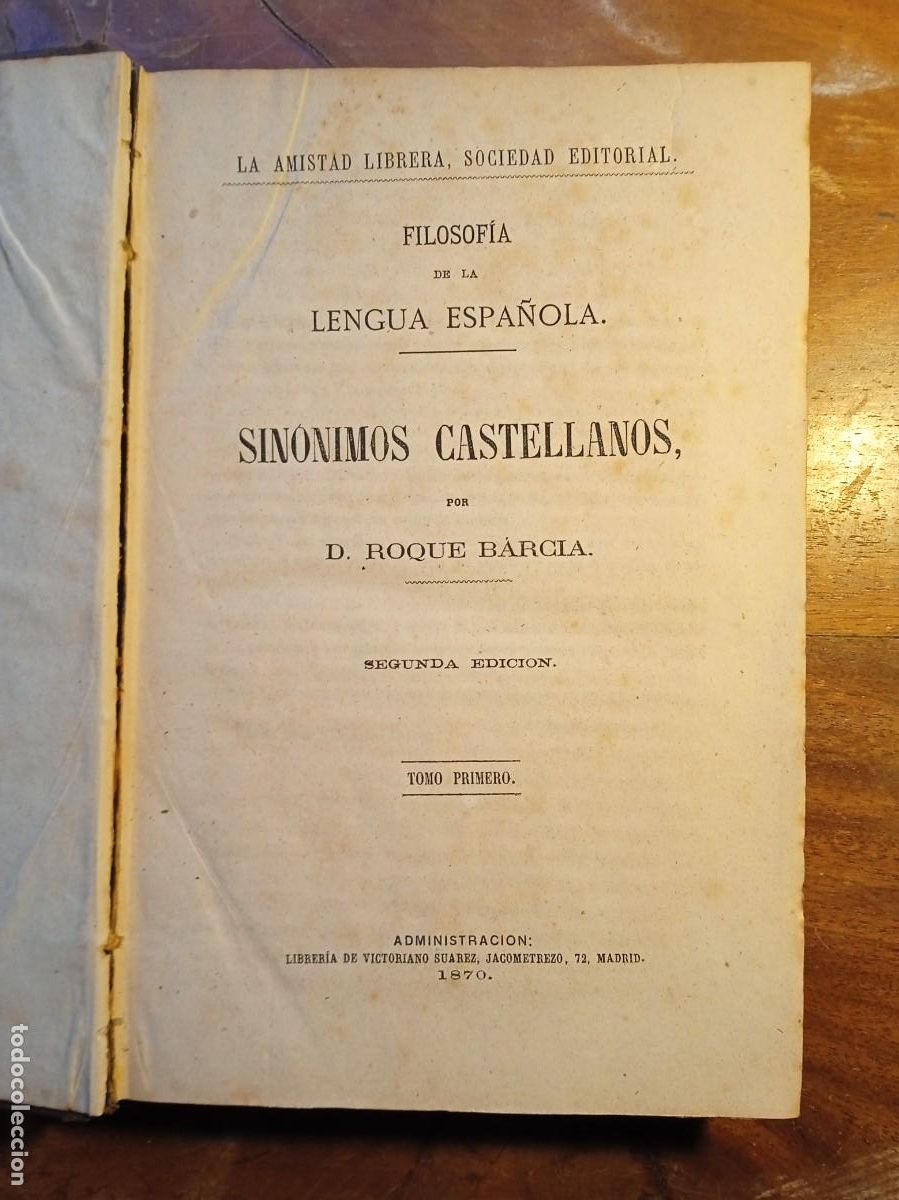 Diccionarios antiguos: Sin&oacute;nimos castellanos 1870 - Foto 2
