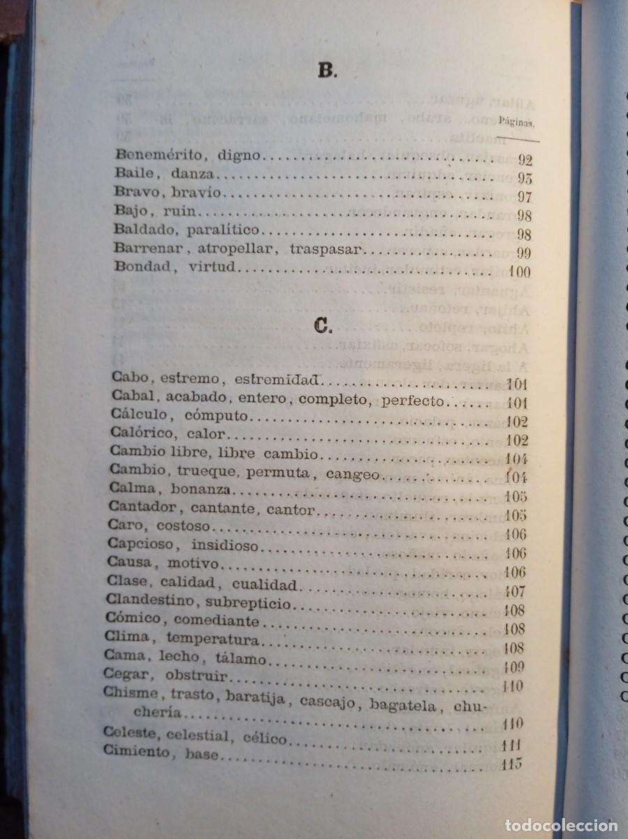 Diccionarios antiguos: Sin&oacute;nimos castellanos 1870 - Foto 8