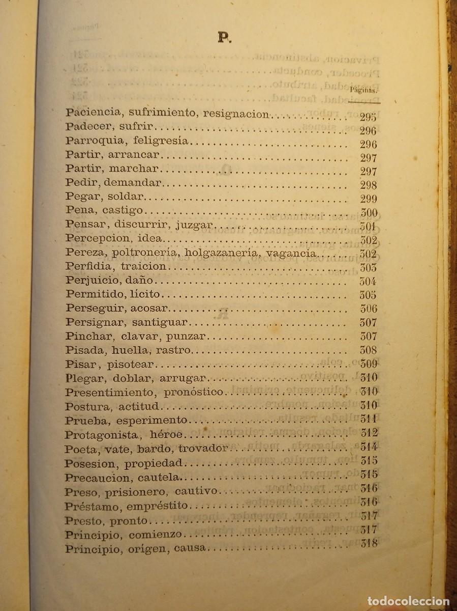 Diccionarios antiguos: Sin&oacute;nimos castellanos 1870 - Foto 18