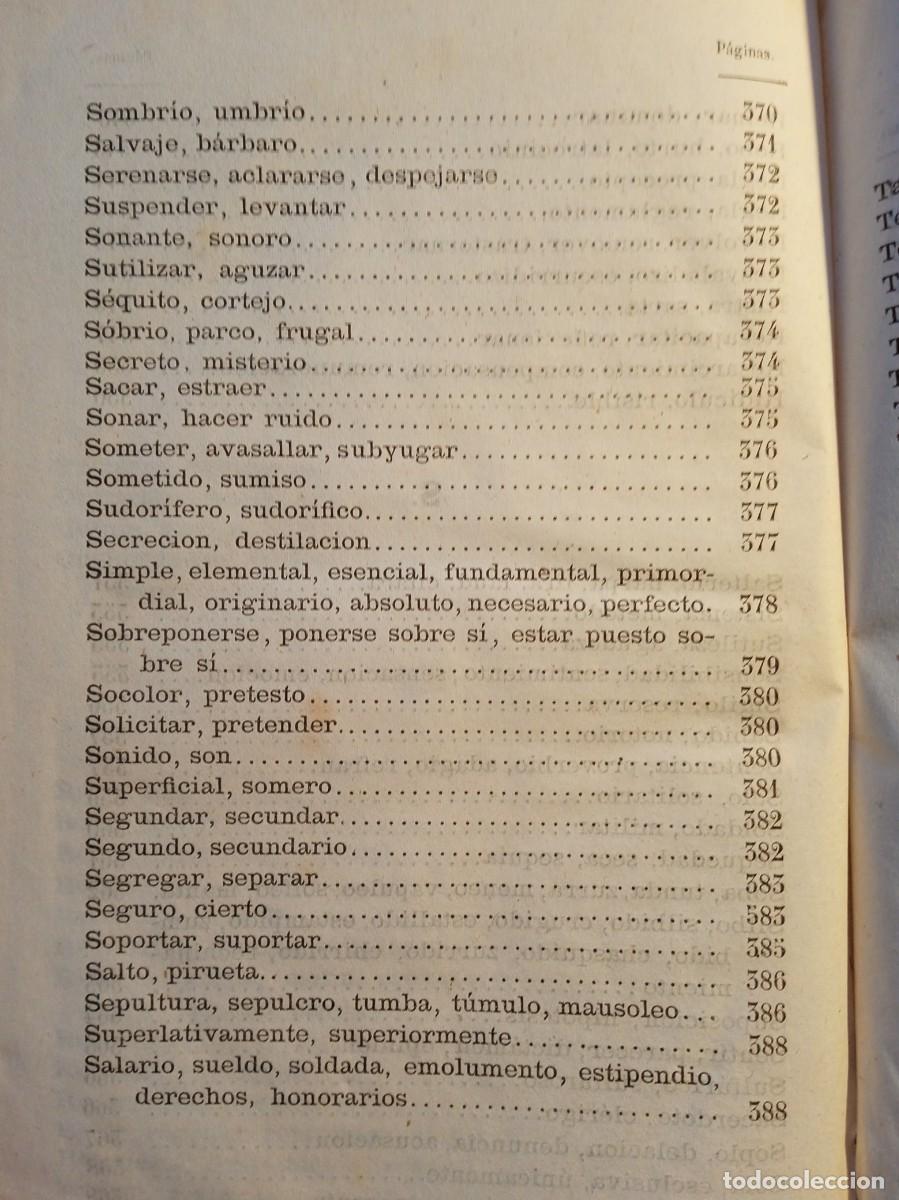 Diccionarios antiguos: Sin&oacute;nimos castellanos 1870 - Foto 21