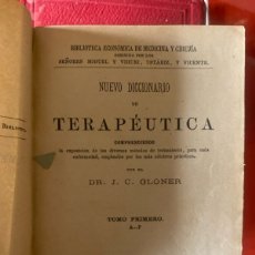 Diccionarios antiguos: DICCIONARIO DE TERAPÉUTICA, DOCTOR GLONER 1878