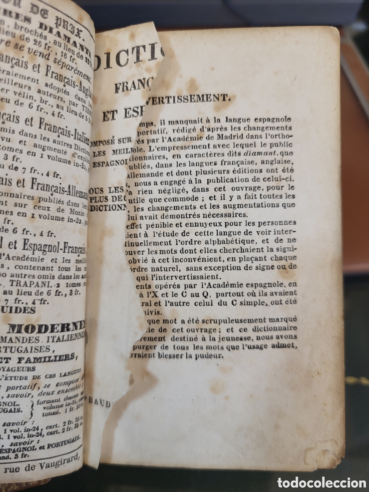 Diccionarios antiguos: DICTIONNAIRE ET ESPAGNOL-FRAN&Ccedil;AIS - Foto 5