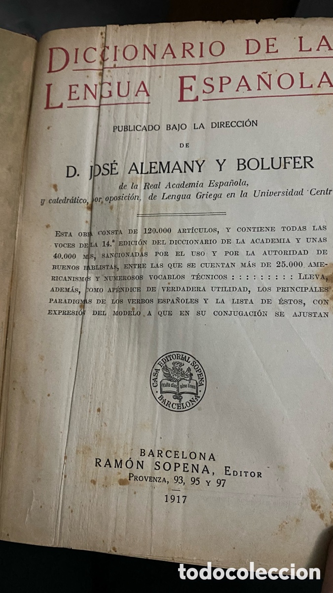 Diccionarios antiguos: Diccionario RAE 1917 - Foto 2