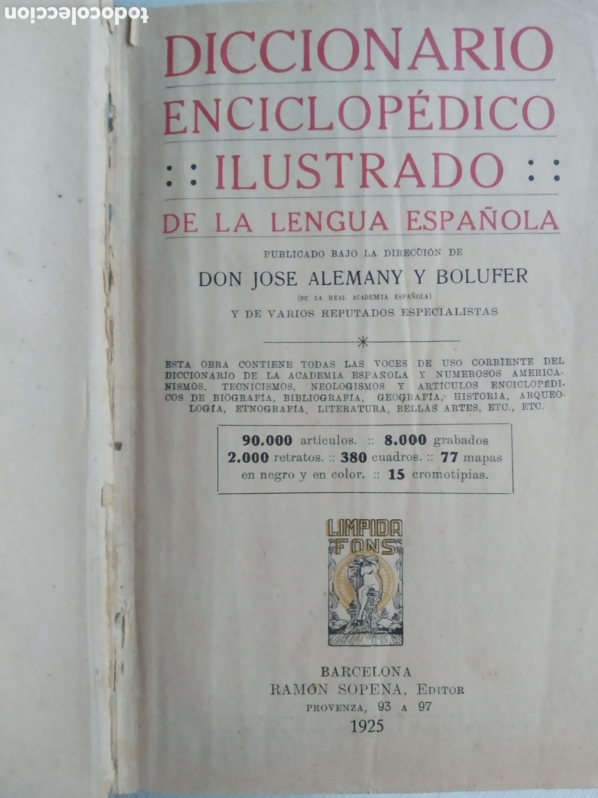 Diccionarios antiguos: 1925.ENORME diccionario enciclop&eacute;dico ilustrado de la lengua espa&ntilde;ola