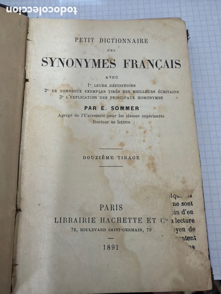 Diccionarios antiguos: Peque&ntilde;o dicionarrio en franc&eacute;s - Foto 1