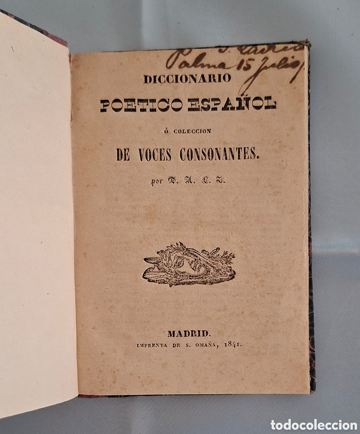 Diccionarios antiguos: &ldquo;Diccionario Po&eacute;tico Espa&ntilde;ol &oacute; Colecci&oacute;n de Voces Consonantes&rdquo; (1841).