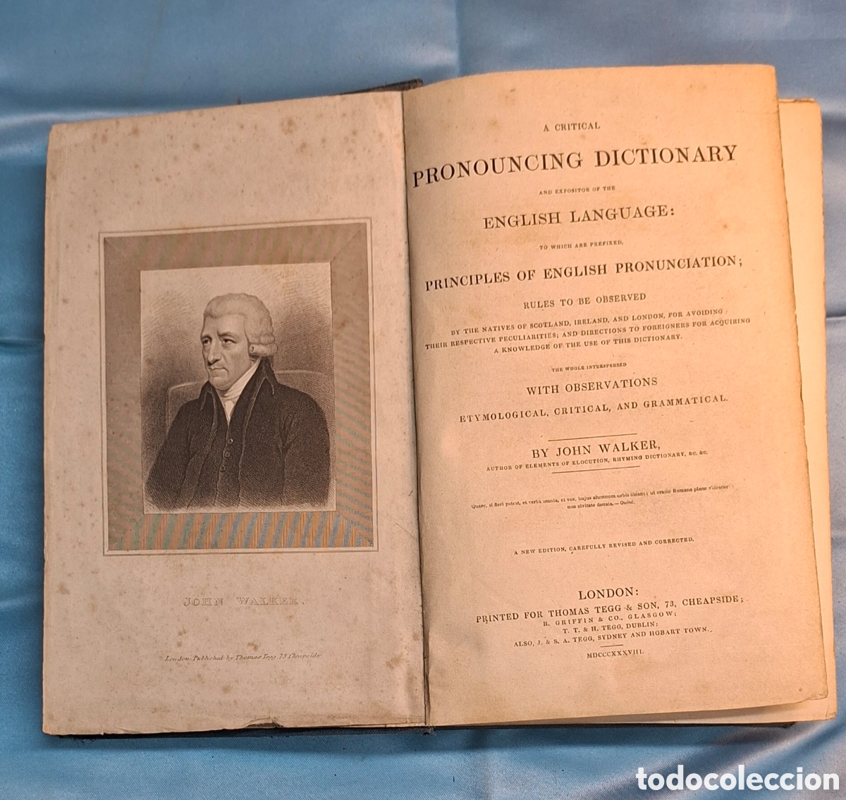 Diccionarios antiguos: Diccionario Ingl&eacute;s John Walker 1838 - Foto 1