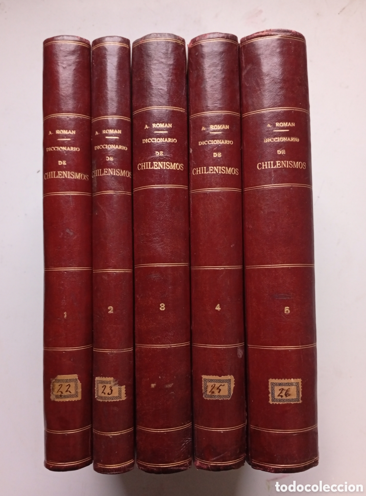 Diccionarios antiguos: Raro ejemplar Diccionario Chilenismos M. A. Rom&aacute;n 1901 - 1918 Chile