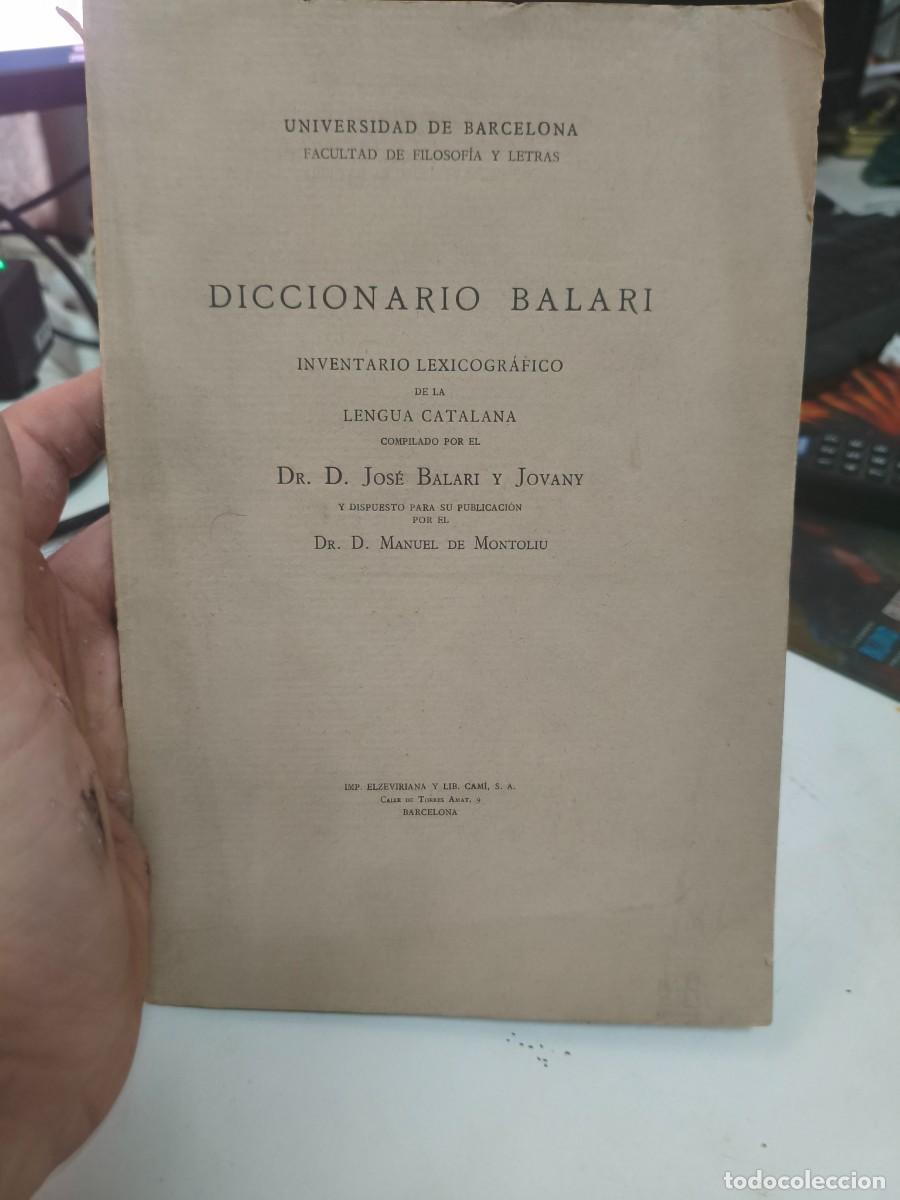 Diccionarios antiguos: JOSE BALARI Y JOVANY. DICCIONARIO BALARI. INVENTARIO LEXICOGRAFICO LENGUA CATALANA.