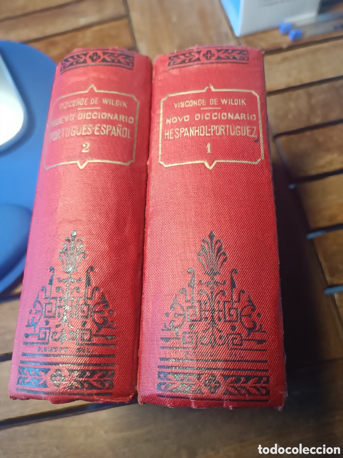 Libri antichi: DICCIONARIO HESPANHOL PORTUGU&Eacute;Z Y PORTUGU&Eacute;S ESPA&Ntilde;OL EN DOS TOMOS. WILDIK. 1898 Y 1899 Garnier