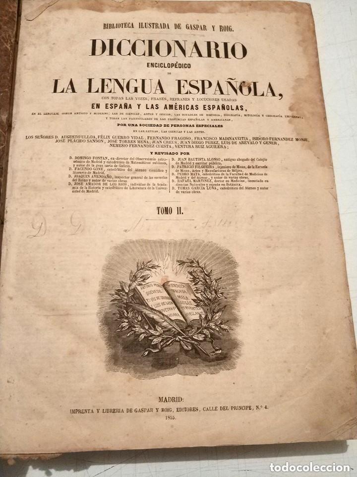 Diccionarios antiguos: Antiguo diccionario enciclop&eacute;dico de la lengua espa&ntilde;ola gaspar y roig a&ntilde;o 1853 - 2 tomos