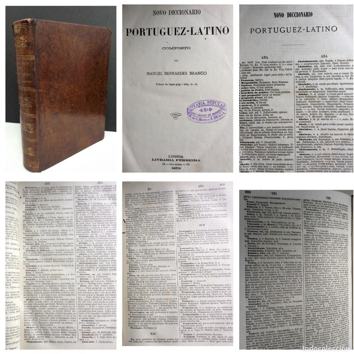 Diccionarios antiguos: Novo Diccionario Portuguez - Latino. Composto por Manuel Bernardes Branco, 1879. 1.&ordf; edi&ccedil;&atilde;o