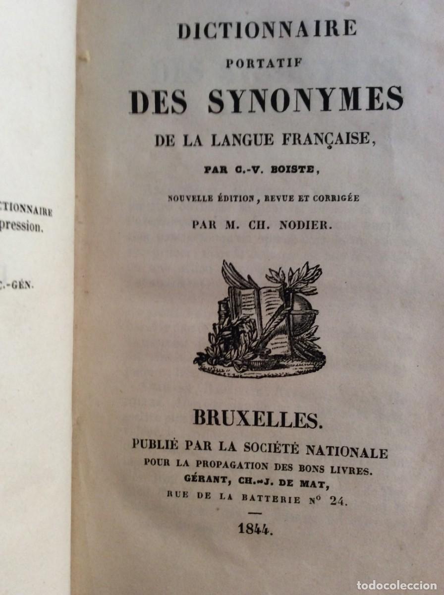 Diccionarios antiguos: Dictionnaire portatif des synonmes de la langue fran&ccedil;aise. C. - V. Boiste, 1844. Envio gr&aacute;tis