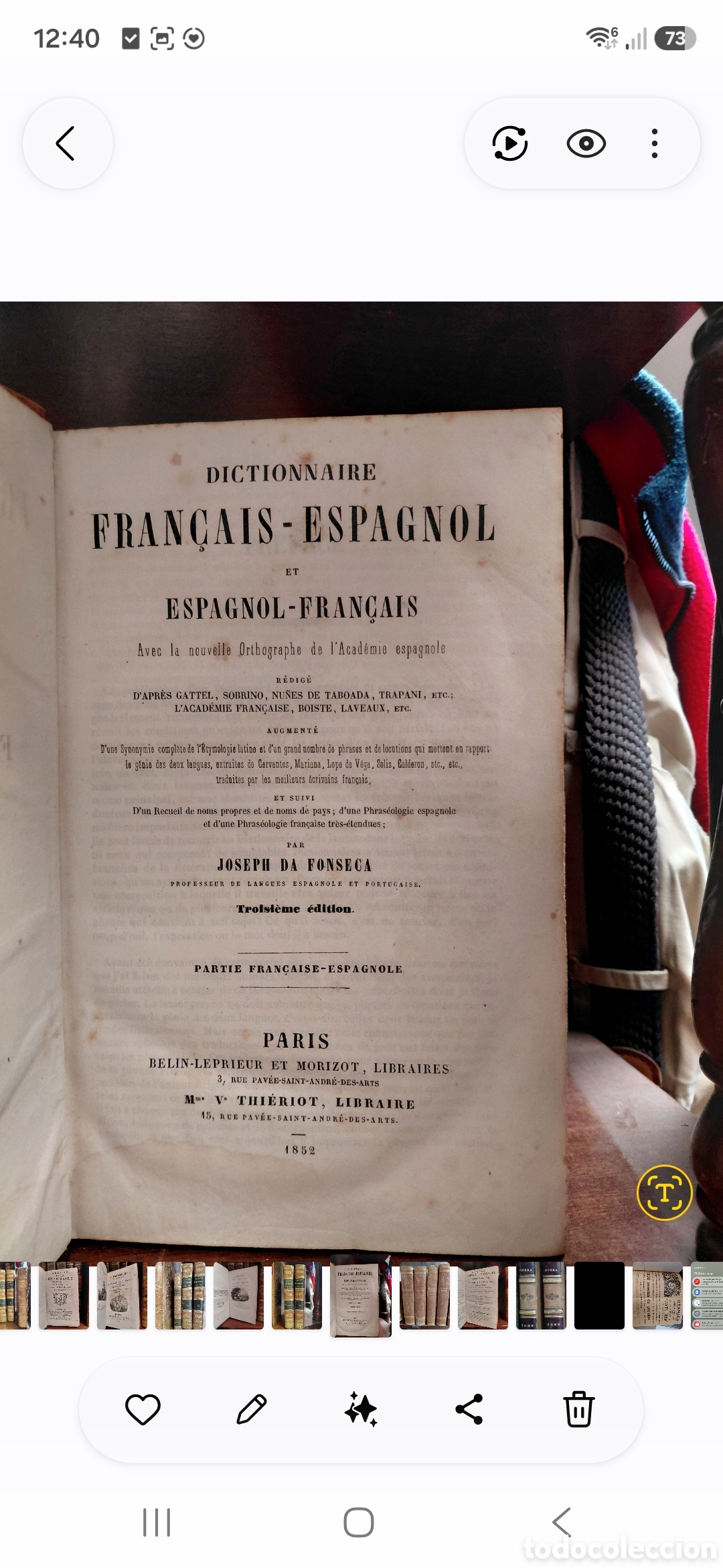 Diccionarios antiguos: 1852 DICTIONNAIRE FRAN&Ccedil;AIS-ESPAGNOL ET ESPAGNOL-FRAN&Ccedil;AIS Avec la nouvelle Orthographe de l'Acad&eacute;mie
