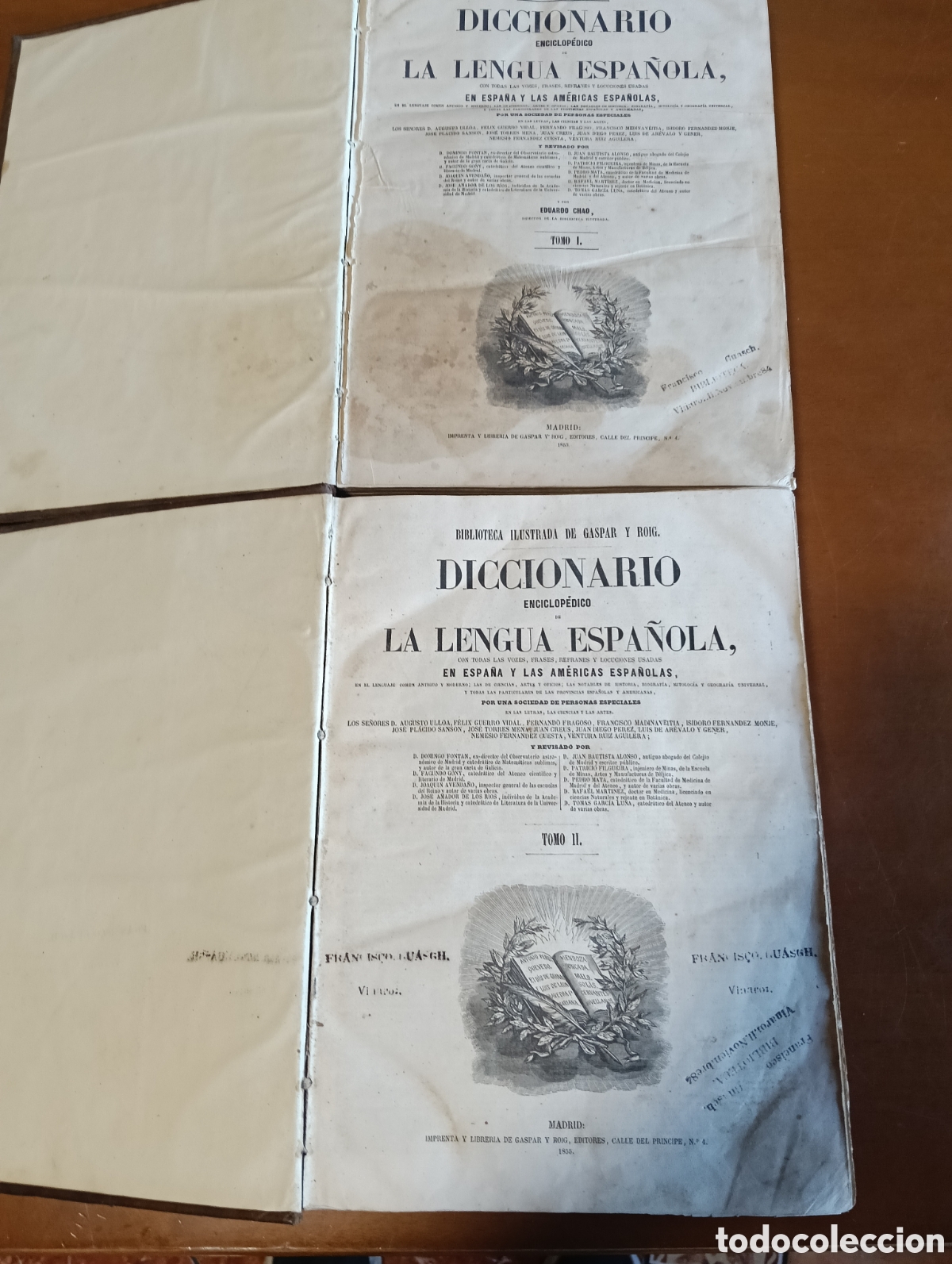 Diccionarios antiguos: Tomo I y II del Diccionario Enciclop&eacute;dico de la Lengua Espa&ntilde;ola de 1853, Madrid en Espa&ntilde;a y las Am&eacute;r