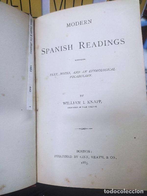 Diccionarios antiguos: Modern Spanish Readings - Knapp, William I. - Ginn, Heath & Co. (Boston) - Estados Unidos 1883, 1&ordf; e