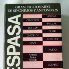 Diccionarios: GRAN DICCIONARIO DE SINONIMOS Y ANTONIMOS. ESPASA PARA BBV. EDICION ESPECIAL 1989
