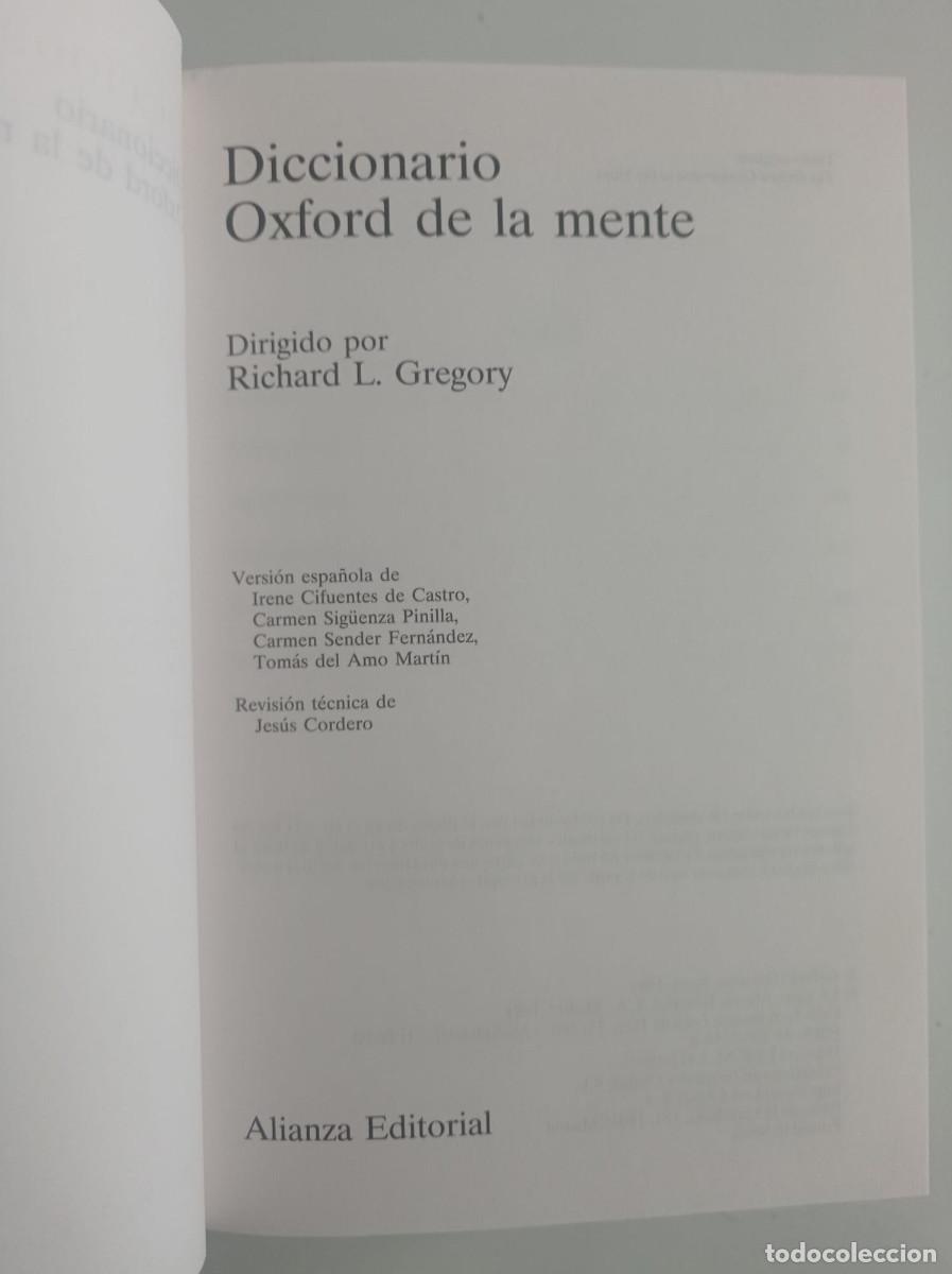 Diccionarios: Diccionario Oxford de la mente Richard L. Gregory - Foto 5