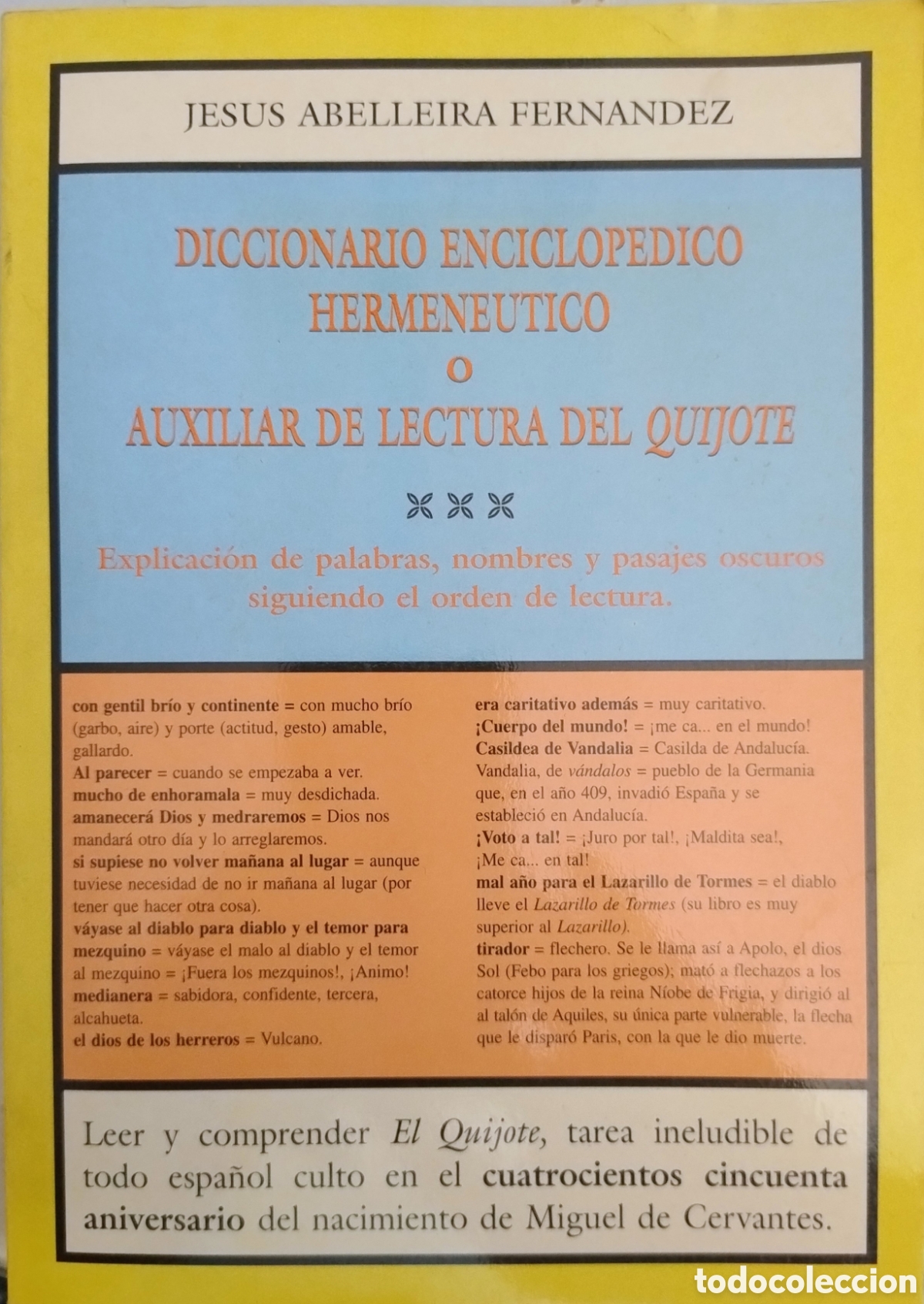 Diccionarios: Diccionario Hermen&eacute;utico o auxiliar de lectura del Quijote
