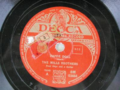 Discos de pizarra: THE MILLS BROTHERS ( PAPPER DOLL - ILE BE AROUND ) DECCA / BM-03464 - Foto 1