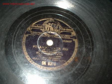 Discos de pizarra: ANTIGUO DISCO DE GRAMOFONO -VOLANDO HACIA RIO- - Foto 1