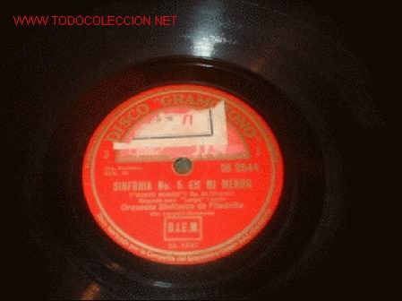 Discos de pizarra: DISCO GRAMOFONO -SINFONIA N&ordm;15 EN MI MENOR- - Foto 1