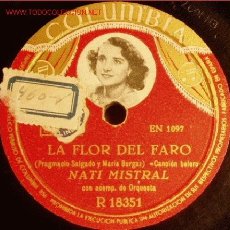 Discos de pizarra: DISCO 78 RPM - COLUMBIA FOTO - NATI MISTRAL - LA FLOR DEL FARO - BOLERO - PIZARRA. Lote 10044101