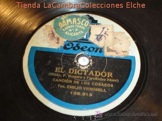 Discos de pizarra: ANTIGUO DISCO DE GRAMOFONO ODEON, EMILIO VENDRELL, ORIGINAL DE LOS A&Ntilde;OS 20/30. - Foto 1