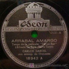 Discos de pizarra: 78 RPM, PARA GRAMOLA, CARLOS GARDEL ARRABAL AMARGO
