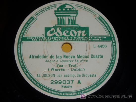 Discos de pizarra: DISCO 78 RPM - AL JOLSON Y ORQUESTA - JAZZ - ODEON - DISCO DE PIZARRA - Foto 1