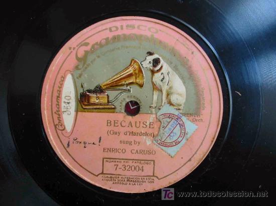 enrico caruso because. gramophone 7 32004. 1 Compra venta en