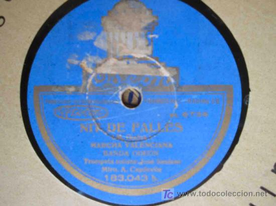 Discos de pizarra: BANDA ODEON : Nit de Falles (marcha valen); Lo cant del Valensia (pasodoble).Maestro A.Capdevila - Foto 1