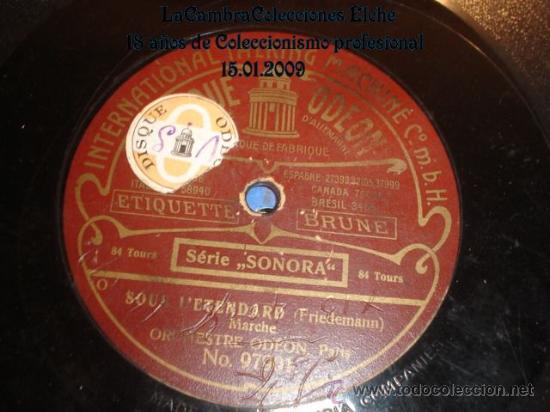 Discos de pizarra: ANTIGUO DISCO DE GRAMOFONO, ORIGINAL  ODEON DE LOS A&Ntilde;OS 20/30. ORCHESTRE ODEON. - Foto 1