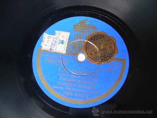 Discos de pizarra: CARMEN AUBERT DANZA MALIGNA ODEON PIZARRA 78 RPM - Foto 1