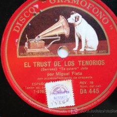 Discos de pizarra: DISCO PIZARRA - MIGUEL FLETA Y ORQUESTA - I PURITANI (BELLINI) /EL TRUST DE LOS TENORIOS (SERRANO). Lote 27035489