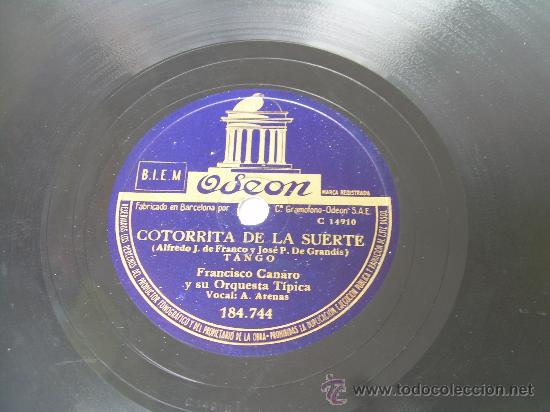 Discos de pizarra: FRANCISCO CANARO - PREGONERA - TANGO - ODE&Oacute;N - PIZARRA 78 RPM - Foto 1