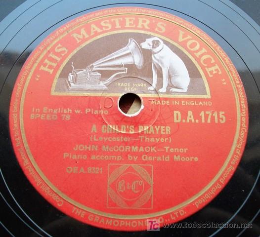Discos de pizarra: HMV DA 1715 - A CHILDS PRAYER / THE OLD HOUSE - MCCORMACK / MOORE - Foto 1