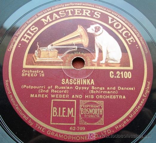 Discos de pizarra: HMV C 2100 - CANCIONES RUSOS DE GITANOS - MAREK WEBER - SASCHINKA - Foto 2