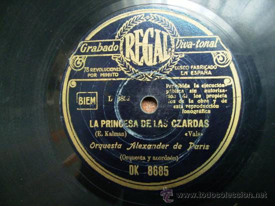 Discos de pizarra: la princesa de las zardas vals, y rosa del rio .pasodoble - Foto 1