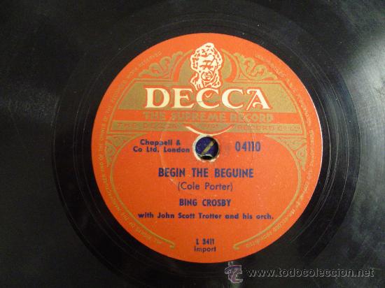 Discos de pizarra: DISCO GRAMOFONO - BEGIN THE BEGUINE - BING CROSBY - Foto 1