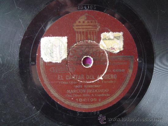 Discos de pizarra: DISCO GRAMOFONO - EL CANTAR DEL ARRIERO - - Foto 1
