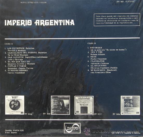 Discos de pizarra: Imperio Argentina	Zafiro 1974 - Foto 2